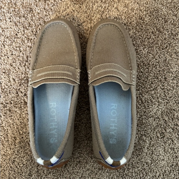 Rothy's Tan Slip-On Flats with Moccasin Design - Picture 1 of 3